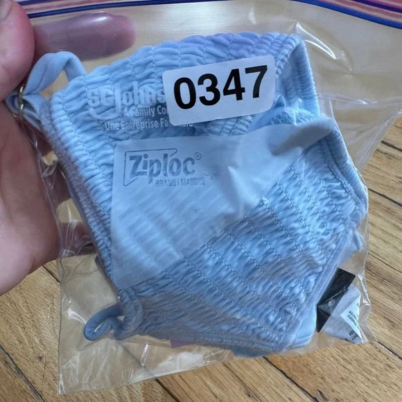 Wild Fable Light Blue Smocked Bralette Bikini Top Size S Removable Pads NWT - Picture 6 of 6